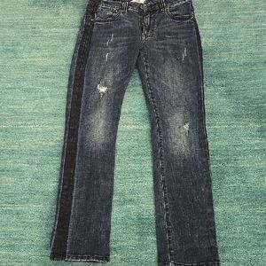 CAbi Dark Blue Straight Leg Jeans with Tuxedo Stripe